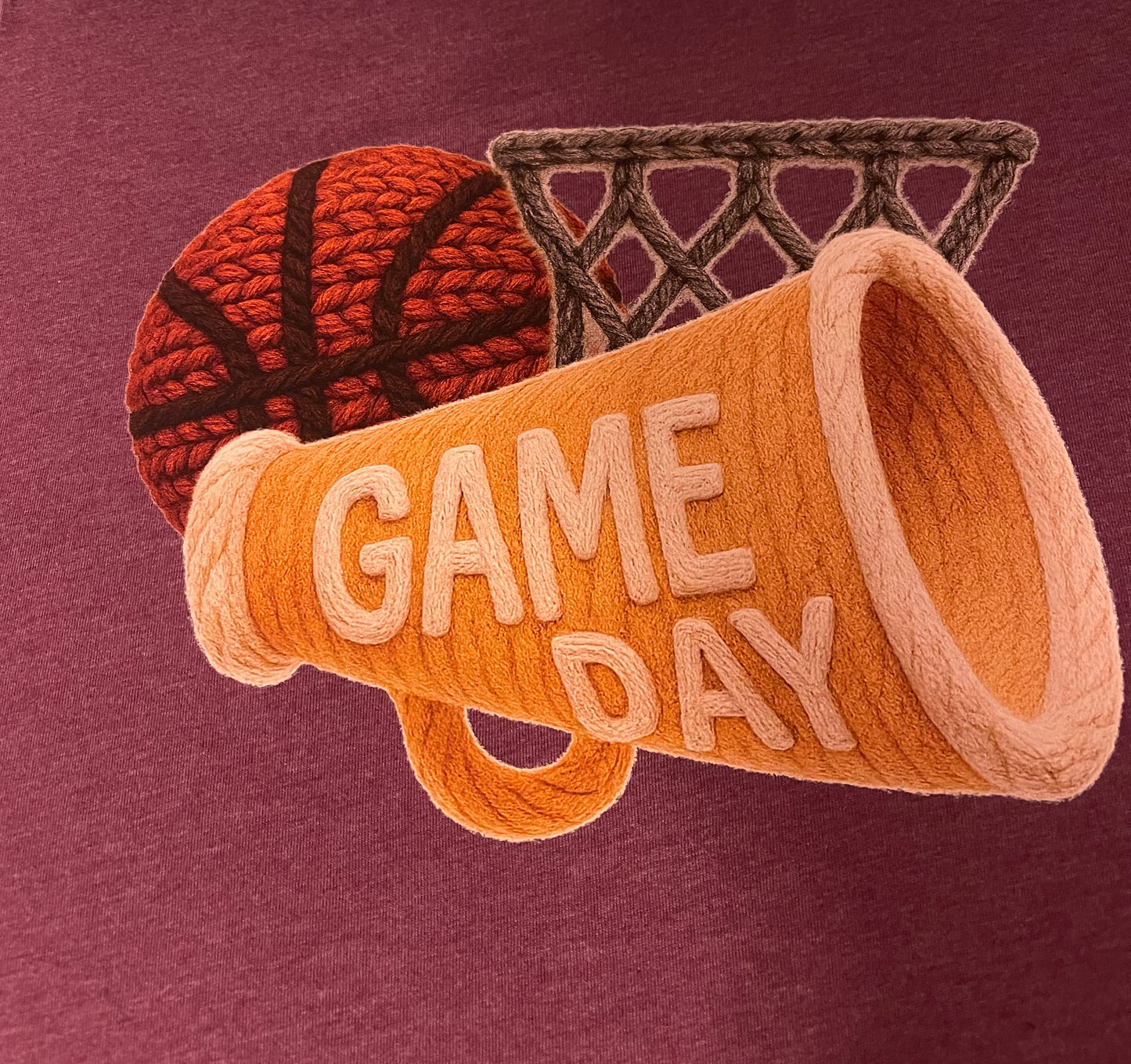 Faux Yarn Basketball with Megaphone Crewneck