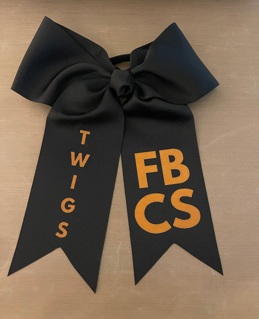 Twigs Black Cheer Bow 8"